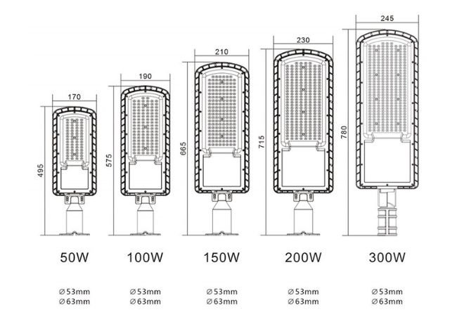 Miniature street lights 50W/100W/150W/200W/300W